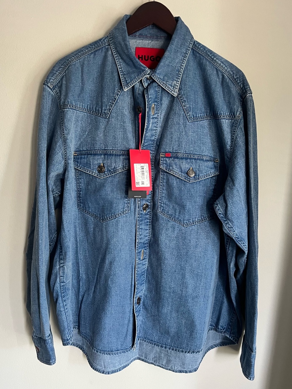 HUGO Men's Light Blue Denim Western Shirt Jacket Size SMALL NEW!!